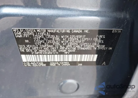 2014 Toyota Rav4 Xle z USA, uszkodzony, nr VIN 2T3WFREV2EW081314